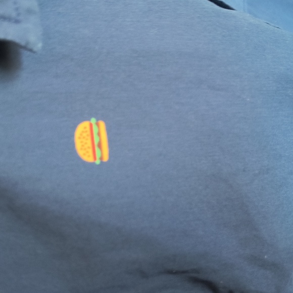 Abound Novelty Hamburger Print Navy Blue Short Sleeve Button up Shirt Large Men - Picture 4 of 13